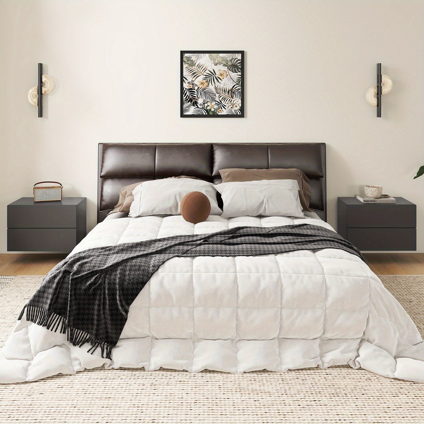 Zwevend Nachtkastje – Wandkastje – Bedside Table – Nachtmeubel – Opbergkastje – Set Van 2 – Met 2 Lades – Muurbevestiging Voor Stevige Muren – Strak Grijs Design