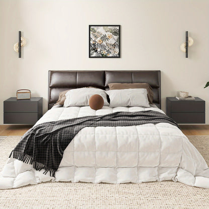 Zwevend Nachtkastje – Wandkastje – Bedside Table – Nachtmeubel – Opbergkastje – Set Van 2 – Met 2 Lades – Muurbevestiging Voor Stevige Muren – Strak Grijs Design