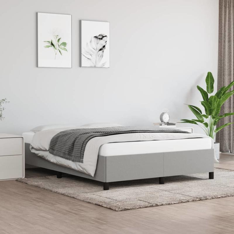 Modern Light Gray Bed Frame 140x200cm - Removable Fabric, Wooden Slats, No Power Needed, All-Season Comfort, Easy Assembly, Contemporary Design for Small Spaces, Bedroom Furniture, Minimalist Bedroom, Durable Bed Frame