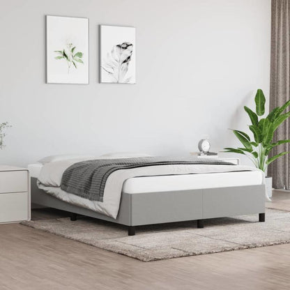 Modern Light Gray Bed Frame 140x200cm - Removable Fabric, Wooden Slats, No Power Needed, All-Season Comfort, Easy Assembly, Contemporary Design for Small Spaces, Bedroom Furniture, Minimalist Bedroom, Durable Bed Frame