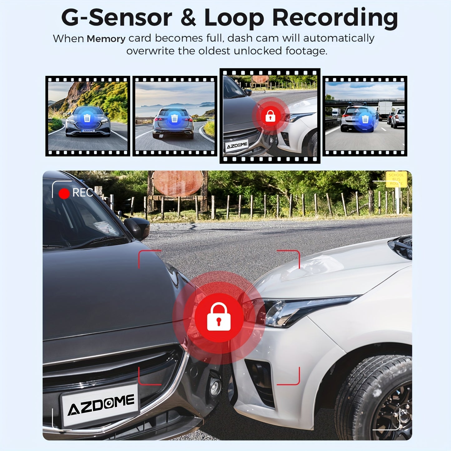 4K Dashcam – Autoschermcamera – Rijcamera – Frontcamera – Achtercamera – 170° Breedzicht – 5G WiFi Met GPS & Spraakbesturing – Inclusief 64GB Kaart