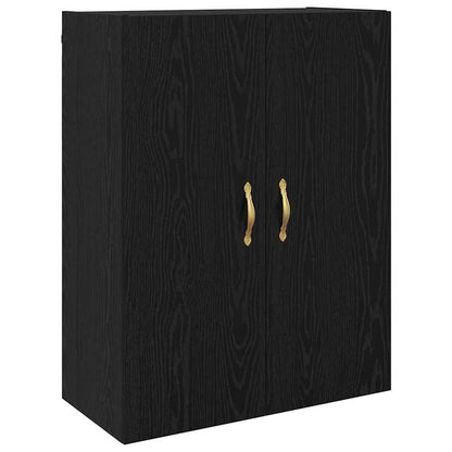 Zwarte Wandkast – Wandmeubel – Opbergkast – Hangkast – Muurbekleding – Modern Design – Duurzame MDF Eikenlook – Ruimtebesparend Verticaal 69 cm
