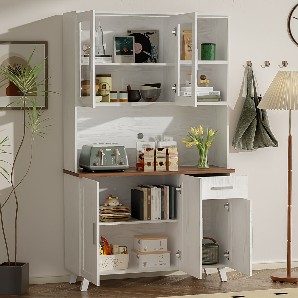Dressoir – Buffetkast – Opbergkast – Wandkast – Kast – Witte Houtnerf – Hoog 190 cm – Hardhout