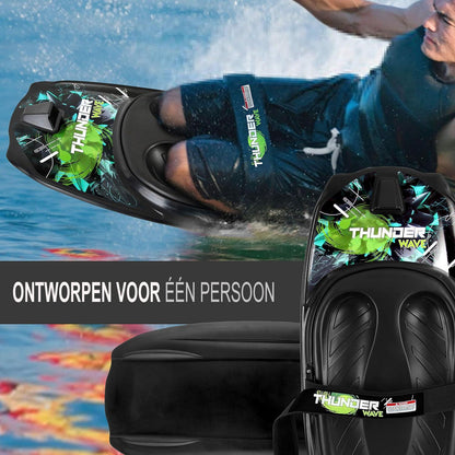 Watersport Kneeboard – Knieboard – Bodyboard – Waterskia Board – Kneesurfboard – Zwart/Groen – Lichtgewicht & Waterbestendig – Verstelbare Veiligheidsband