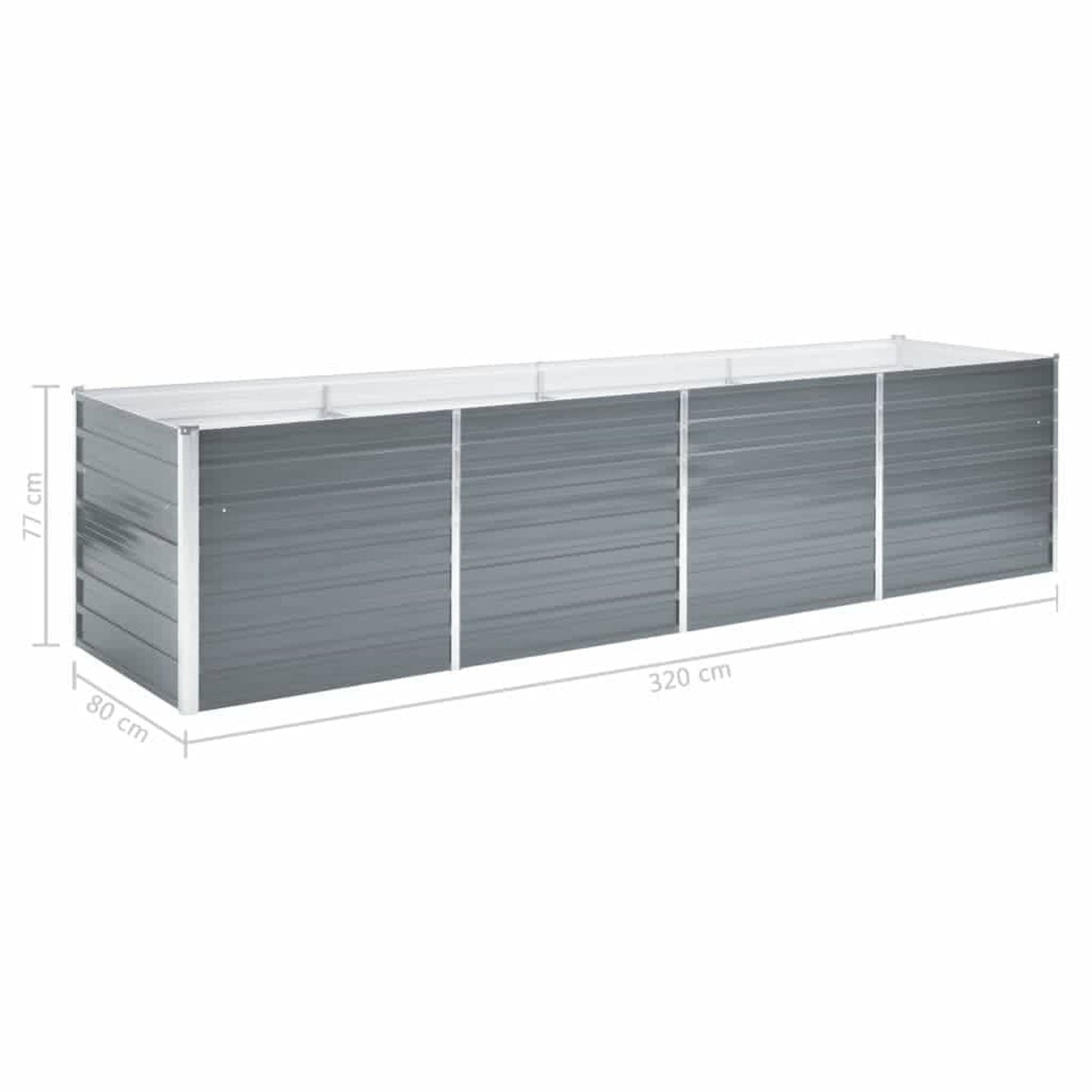 Verhoogd Plantenbed Tuin – Tuinbak Kweekbak Groei Bak Plantbak – Verhoogde Kweekbak – Metalen Plantenbak – Hoogte 77 cm – Gegalvaniseerd Staal – Groot 320x80 cm – Weerbestendig Buitengebruik