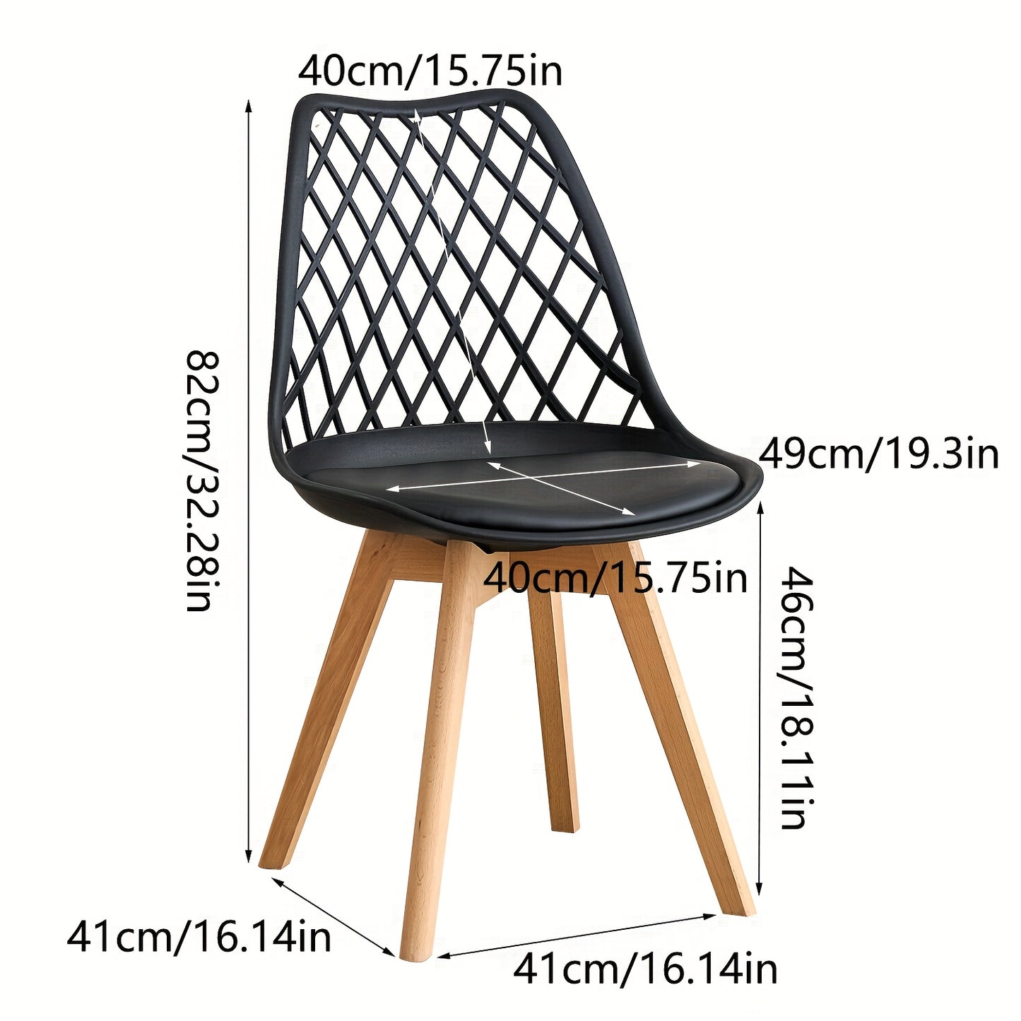 Set van 6 Eetkamerstoelen – Scandinavische Stijl, Mesh Rugleuning & PU Zitting – Beukenhouten Poten, Multifunctioneel voor Keuken, Woonkamer en Kantoor