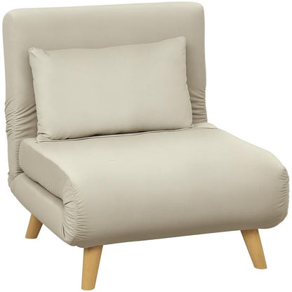 Foldable Bed Chair with Adjustable Recliner - Foam & Bed Function, Heavy-Duty up to 120kg, Space-Saving Folding Armchair Suitable for Small Apartments, Dorms, - Beige (Plastic/Metal Frame)