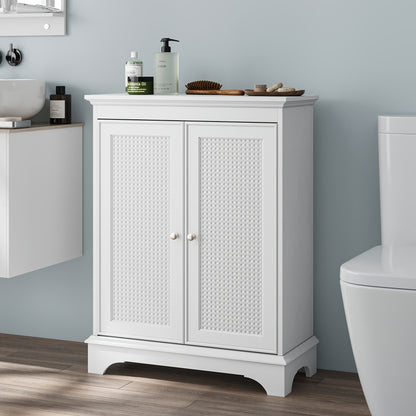 Floor-standing Bathroom With Storage Space, White Bathroom Cabinet With Basket Door And Adjustable Shelf, Independent Modern Bathroom Cabinet, Living Room, Kitchen