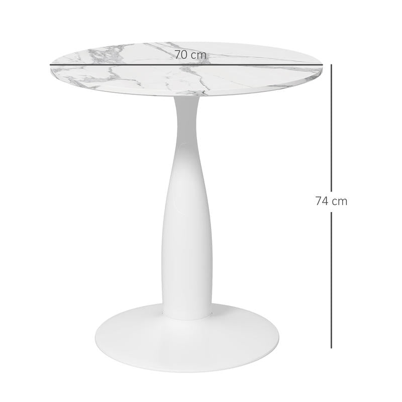 Round dining table, powder-coated steel, MDF with melamine, non-slip feet, 70 x 74cm, white, Spacesaving Table, Home Dining, Contemporary Table, Modern Round Table, Melamine Finish, Durable Construction, Round Table