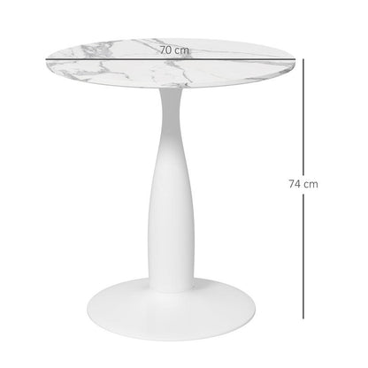 Round dining table, powder-coated steel, MDF with melamine, non-slip feet, 70 x 74cm, white, Spacesaving Table, Home Dining, Contemporary Table, Modern Round Table, Melamine Finish, Durable Construction, Round Table