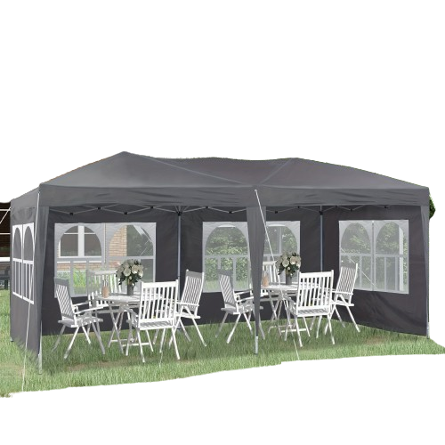Partytent – Tuinpaviljoen – Feesttent – Overkapping – Tuintent – 3x6 meter – Waterdicht Polyester Met Stalen Frame