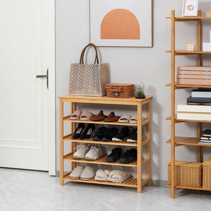 Schoenenrek – Schoenenkast – Schoenenbank – Schoenenopberger – Halmeubel – Bamboe – 5 Niveaus – Opbergruimte Voor 20 Paar Schoenen