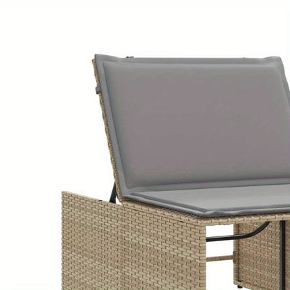 Loungestoel – Tuinstoel – Balkonstoel – Relaxstoel – Loungebank – Beige Poly Rattan – Ergonomisch Design – Weerbestendig