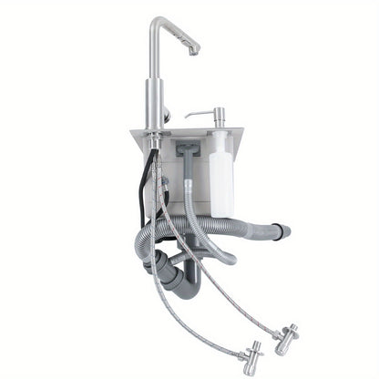 Enkele Groef Spoelbak – Spoelbak, Keukenspoelbak, RVS Spoelbak, Enkele Kom – 304 Roestvrij Staal – Afmetingen 46x28x22 cm – Uitschuifbare Kraan met Zeepdispenser