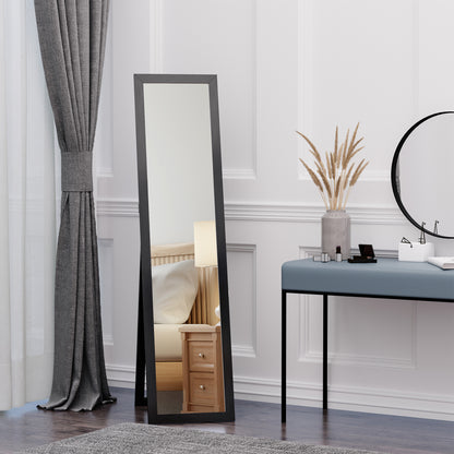 Full-Length Spiegel – Staande Spiegel – Wandspiegel – Kleerhangspiegel – Passpiegel – Zwart MDF-Frame – 154 cm Hoog – Vrijstaand & Wandmontage