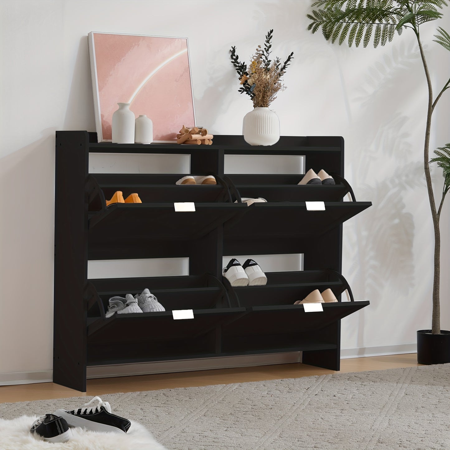 Schoenenkast – Schoenenrek – Schoenopberger – Halmeubel – Mudroomkast – Modern Metaal en Bamboe – Ruimtebesparend Design – Stevig en Duurzaam