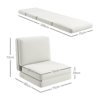 Loungestoel – Relaxfauteuil – Ligstoel – Eenpersoonsbed – Crèmekleur – Fluweelzachte Polyester Bekleding – Verstelbaar 3-in-1 Ontwerp Tot 240 Kg Draagvermogen