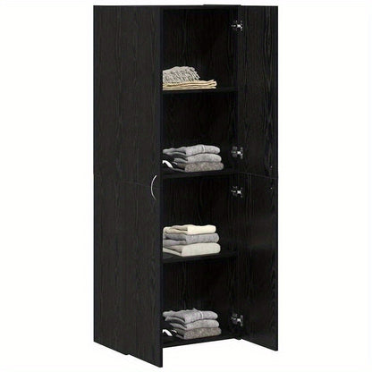 Dressoir – Opbergkast – Ladekast – Buffetkast – Zijkast – Zwart Eikenhout – Ruim 60x32x153 cm – Met Wieltjes