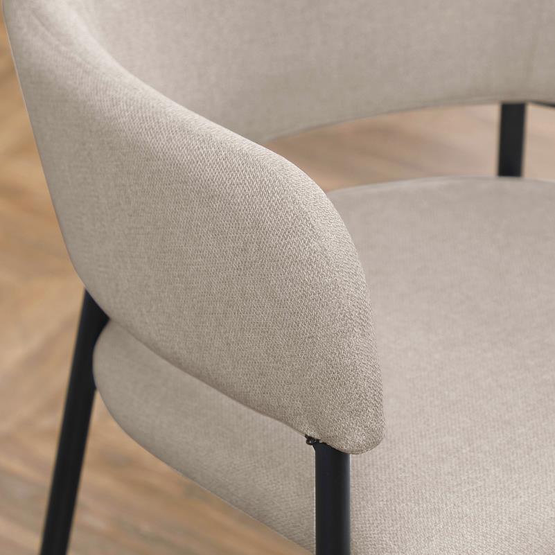Eetkamerstoel – Stoel – Kuipstoel – Keukenstoel – Woonkamerstoel – Beige Gestoffeerd – Stalen Poten – 54x54x84 cm