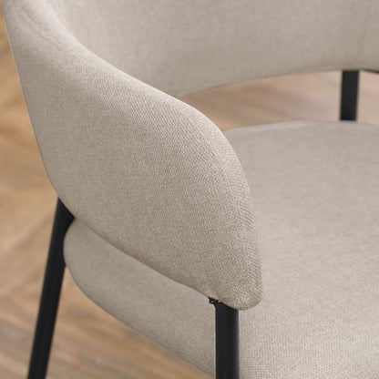 Eetkamerstoel – Stoel – Kuipstoel – Keukenstoel – Woonkamerstoel – Beige Gestoffeerd – Stalen Poten – 54x54x84 cm