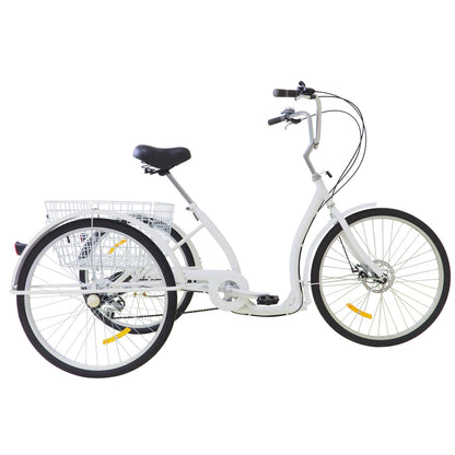 Stadsfiets – Fiets Voor Volwassenen – Comfortabele Stadsfiets – Functionele Fiets – Urban Bike – 6 Versnellingen – Schijfrem & Voormand – Wit