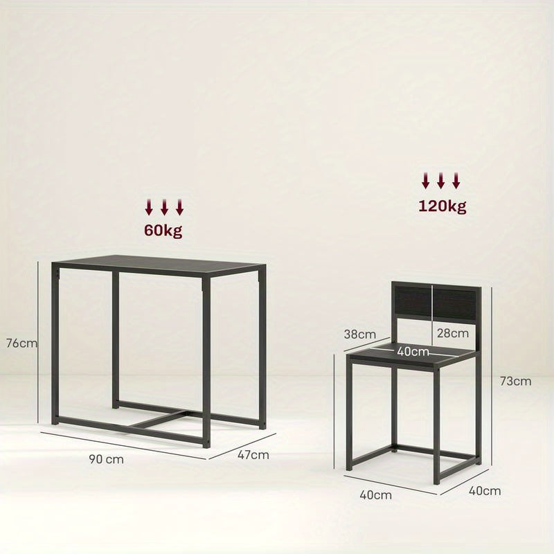 Bartafelset – Bartafel – Barkrukken – Barstoelen – Barmeubel – Variant 835-136V80BK – Compact 90x47x76 cm – Duurzaam Metaal-Hout Design