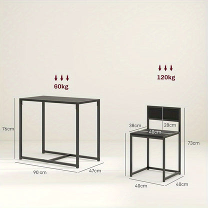 Bartafelset – Bartafel – Barkrukken – Barstoelen – Barmeubel – Variant 835-136V80BK – Compact 90x47x76 cm – Duurzaam Metaal-Hout Design