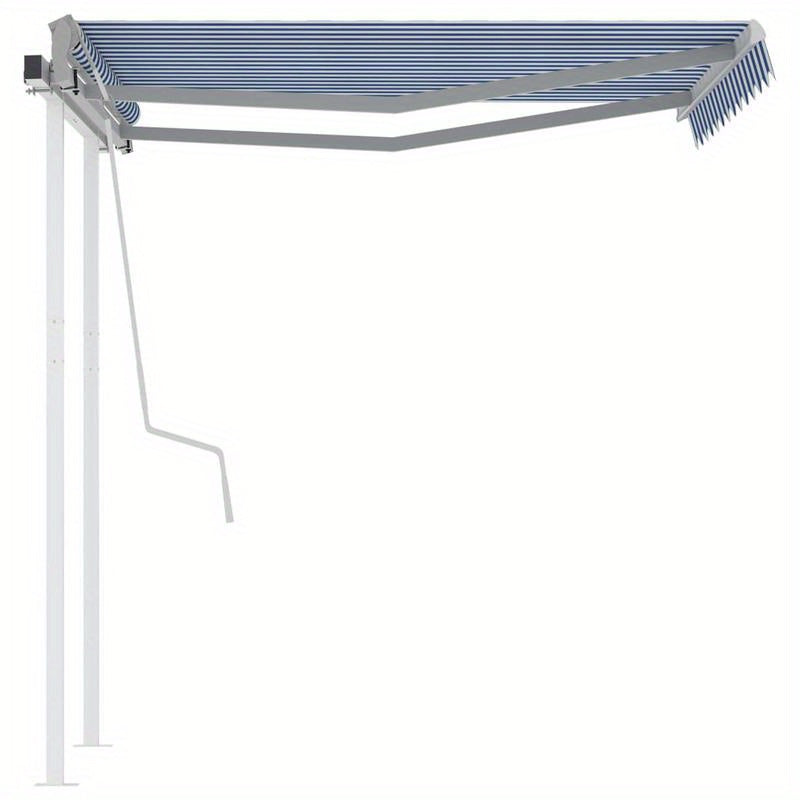 Luifel handmatig uittrekbaar – Zonnescherm – Terrasoverkapping – Balkonluifel – Markies – 3,5x2,5 meter – Duurzaam metaal en textiel – Klassiek blauw-wit design