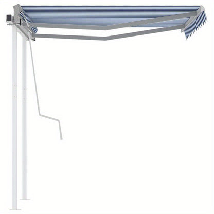 Luifel handmatig uittrekbaar – Zonnescherm – Terrasoverkapping – Balkonluifel – Markies – 3,5x2,5 meter – Duurzaam metaal en textiel – Klassiek blauw-wit design