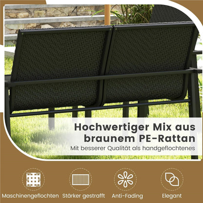 Polyrattan Tuinset – Tuinmeubelset – Loungeset – Buitenmeubelen – Patio Meubilair – 4-delig Zwart – Ergonomisch Design – Tempered Glas Tafel