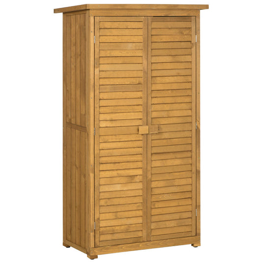 Tuinhuis – Tuinberging – Opslagkast – Gereedschapskast – Souterrainkast – Robuust Dennehout-achtig Materiaal – Verzinkt Metalen Dak – 87x46,5x160 cm – Met Louvre-Deuren – 3 Ruime Planken – Afneembaar Metaal Paneel
