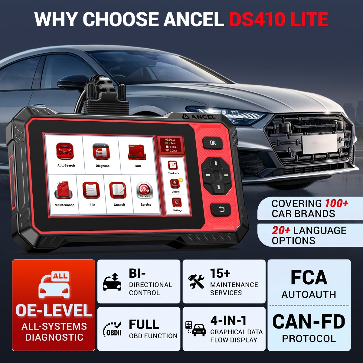 Wireless OBD2 Scanner – Auto Diagnosetool – Foutcode Lezer – Auto Scanner – Diagnoseapparaat – Draadloos Wi-Fi – 3D Grafieken & Meerlagige Taalondersteuning