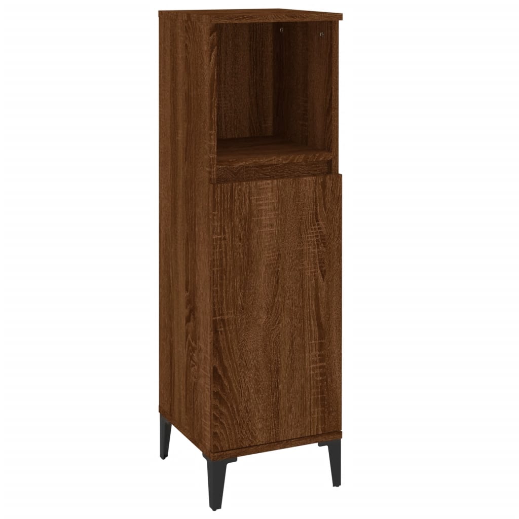 Badkamermeubelset – Badmeubel – Wastafelmeubel – Onderbouwkast – Spiegelkast – Sonoma Eiken Kleur – Duurzaam Hout Met Metalen Poot