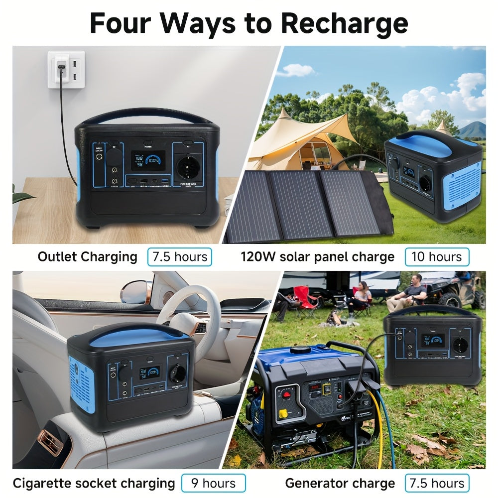 Draagbare Powerstation – Mobiele Generator – Externe Batterij – Noodstroom – Kampeer Accu – 600W Continu Vermogen – Snelle Oplading