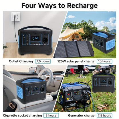 Draagbare Powerstation – Mobiele Generator – Externe Batterij – Noodstroom – Kampeer Accu – 600W Continu Vermogen – Snelle Oplading