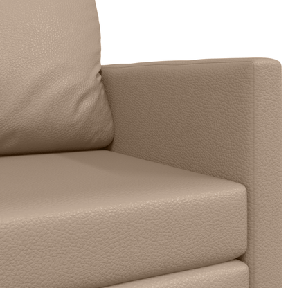Bankbed – Slaapbank – Bedbank – Slaapbank met Chaise Longue – Loveseat – Ruimtebesparend Design – Massief Houten Frame en Metalen Ondersteuning – 124x71x78 cm – Cappuccino Synthetisch Leer