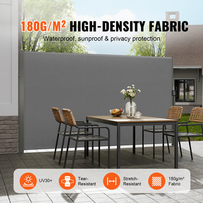 Uittrekbaar Zijscherm – Privacy Scherm – Windscherm – Ruimteverdeler – Balkon Scherm – Waterdicht Polyester 180g – UV Bescherming 30+