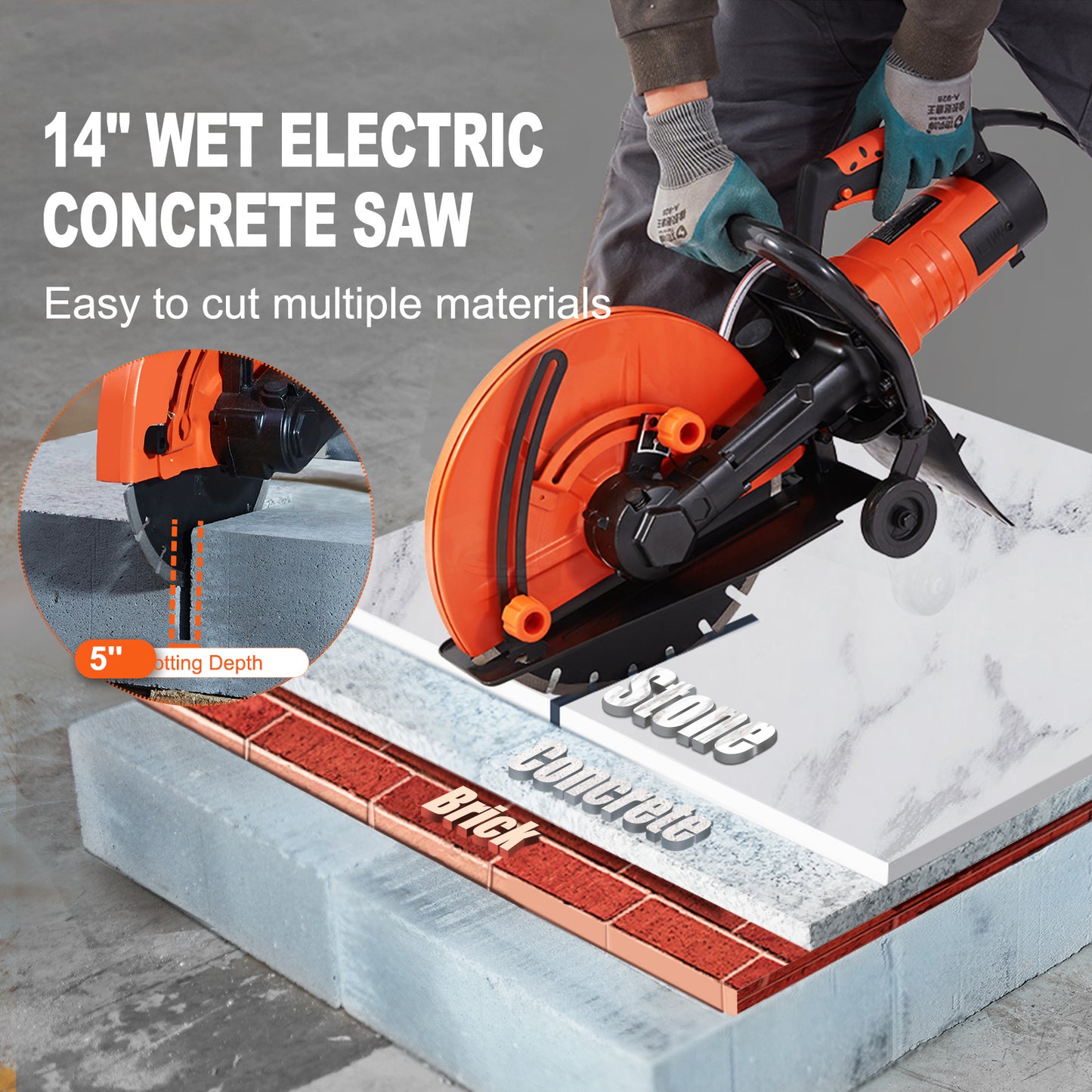 Elektrische Betonzaag – Betonknipper – Steenzaag – Nat/Droog Zaag – Diamantzaag – 3200 W Motor – Ingebouwde Waterpomp