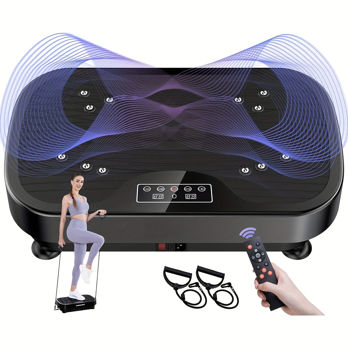 Vibratieplaat – Trilplaat – Trilmachine – Powerplate – Fitnessapparaat – Ultra Stil Motor – 9 Programma’s & 99 Snelheidsniveaus – Incl. Afstandsbediening & Trainingsband – Maximaal 150 kg Belastbaar