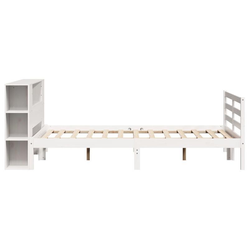 Boekenkastbed – Bed met Opbergruimte – Slaapbank – Bedframe – Kinderbed – Modern Wit – Massief Pijnhout – Compact 120x190 cm