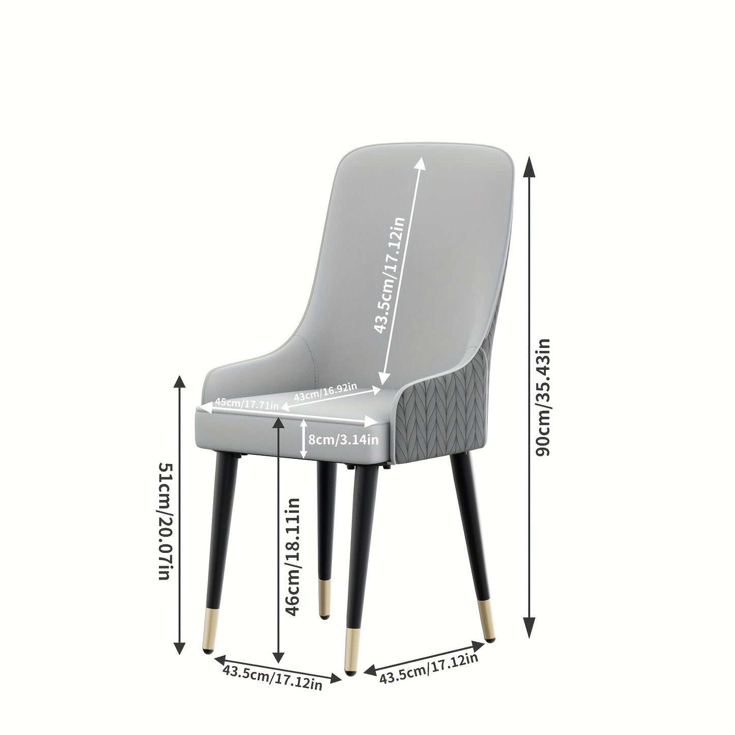 Eetkamerstoel – Stoel – Kuipstoel – Accentstoel – Comfortstoel – Set van 2 – Kunstleer Bekleding – Memory Foam Zitting – Carbon Stalen Frame – Hoge Rugleuning Met Leeuwenkopdetail