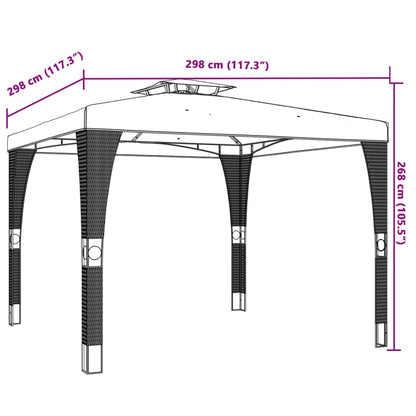 Prieel – Prieël – Partytent – Tuinoverkapping – Tuinkamer – Antraciet 2,98x2,98 m – RVS Frame – Ventilatiedak Met 2 Lagen
