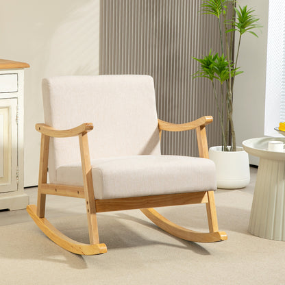 Schommelstoel – Relaxstoel – Wiegstoel – Schommelstoel Voor Baby’s – Loungestoel – Beige – Ergonomisch Design – Anti-Slip Poten