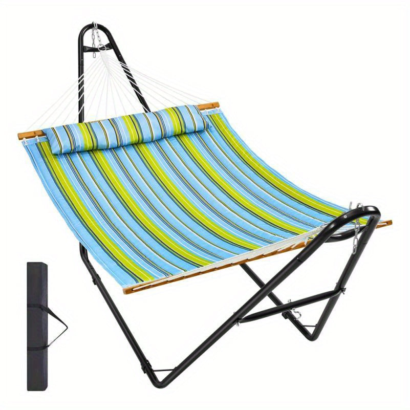 Dubbele Hangmat – Staande Hangmat – Draagbare Hangmat – Tuin Hangmat – Strand Hangmat – Stalen Frame – Inclusief Kussen