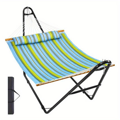 Dubbele Hangmat – Staande Hangmat – Draagbare Hangmat – Tuin Hangmat – Strand Hangmat – Stalen Frame – Inclusief Kussen