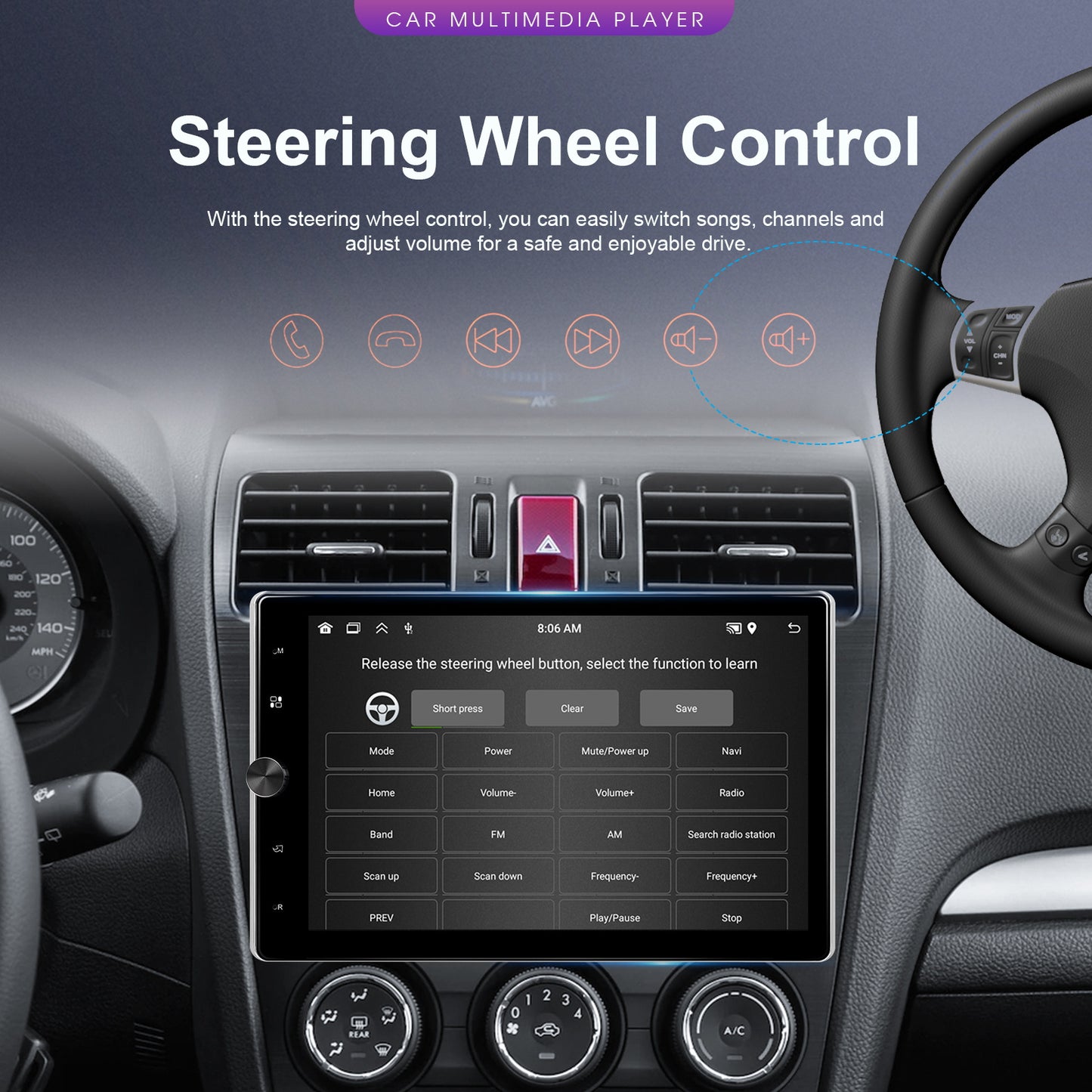 10,4 Inch Touchscreen Autoradio – Android Autoradio – Single Din Radio – Carplay Systeem – Draadloze Android Auto – Met AHD Achteruitrijcamera – Quad-Core Processor & 64GB Opslag