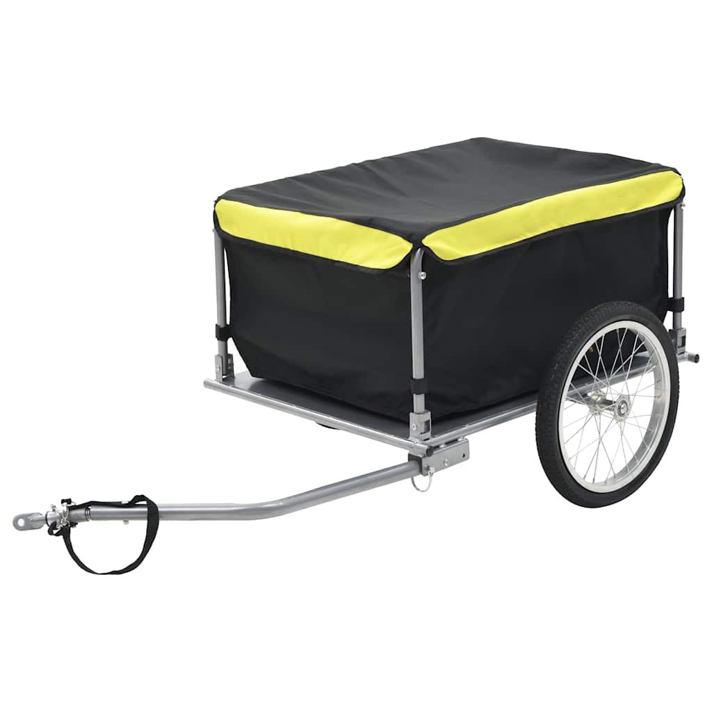 Fietskar – Fietszweefkar – Fietskar – Fietswagen – Transportkar – Zwart Geel – Draagvermogen 65 kg – Waterdichte Polyester Laadruimte