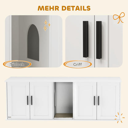 Large Cat Litter Cabinet House with Door Partition & Litter Box - Spacious Multi-Level Design with Ventilation System, Odor-Resistant Durable Construction, Modern White Cat Toilet for Large Cats - Easy-Clean Privacy Space for