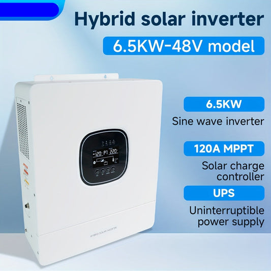 Hybride Omvormer – Zonne-Omvormer – Solar Inverter – Energie Omvormer – Zonnestroom Converter – 6500W Vermogen – 48V Batterijcompatibiliteit 80A – MPPT 120A 450V