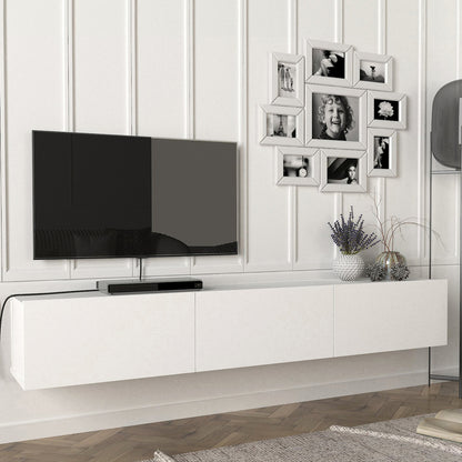 TV Meubel – TV Kast – Televisiekast – Meubel – Media Meubel – Zwevend Ontwerp – 180x31x29,5 cm – Wit Spaanplaat